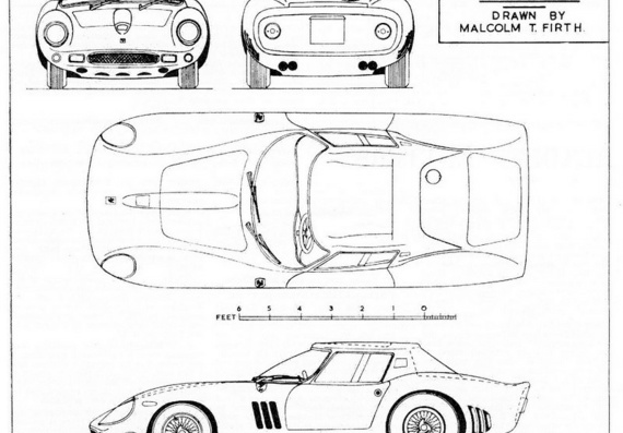 Ferrari 250 GTO Series II (1964) (Феррари 250 ГТО серии 2 (1964)) - чертежи (рисунки) автомобиля